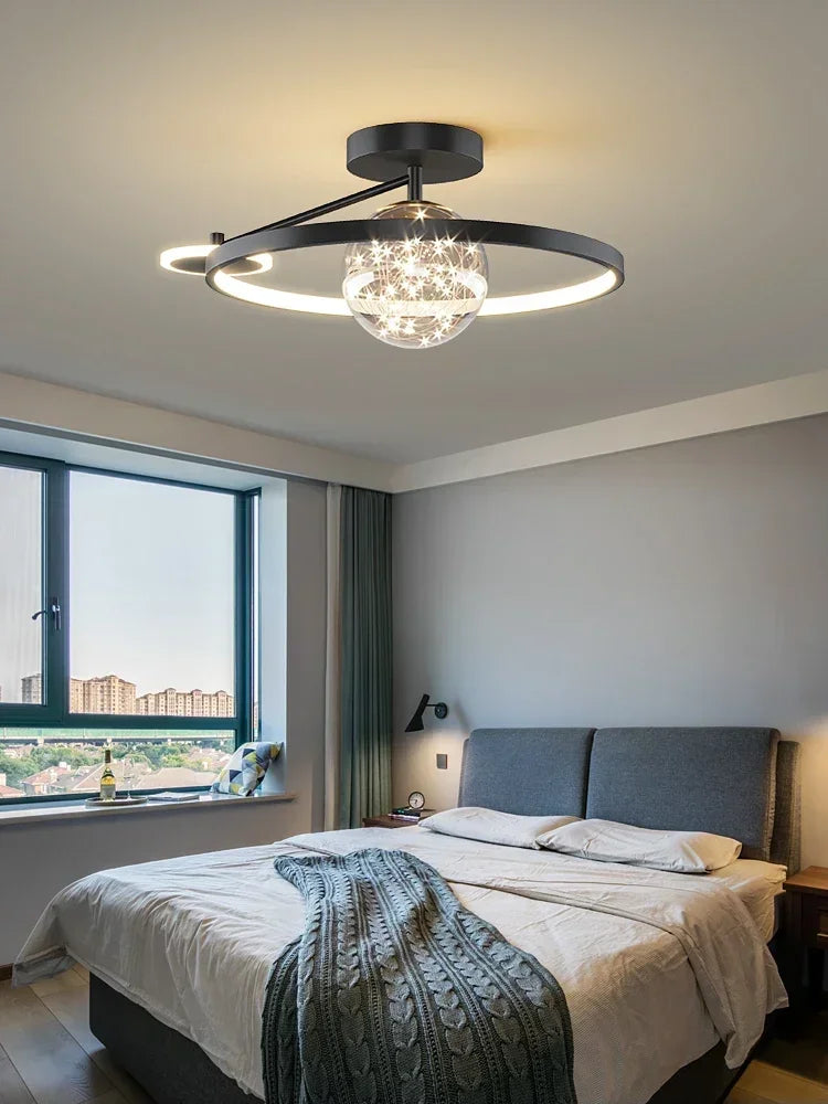 Nordic Luxury Starry LED Ceiling Lamp Is Used For the Bedroom, Living Room, and Kitchen. Golden White Black Remote Control Home Decoration