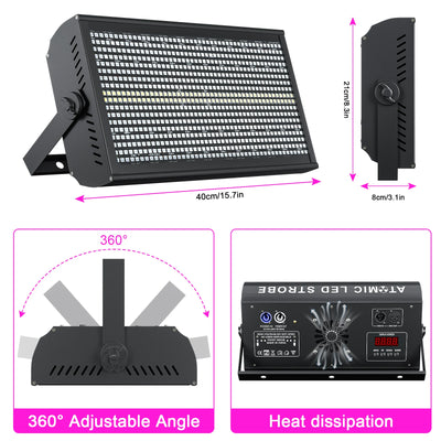 6-Pack 200W RGBW LED Strobe Stage Lights with 48+8 Segment Effects & Flight Case for DJ, Concert & Event Lighting