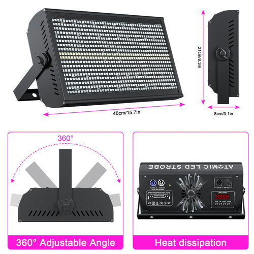 6-Pack 200W RGBW LED Strobe Stage Lights with 48+8 Segment Effects & Flight Case for DJ, Concert & Event Lighting