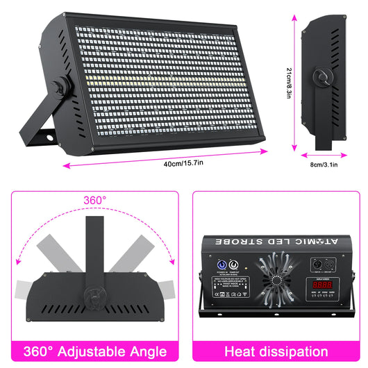 6-Pack 200W RGBW LED Strobe Stage Lights with 48+8 Segment Effects & Flight Case for DJ, Concert & Event Lighting