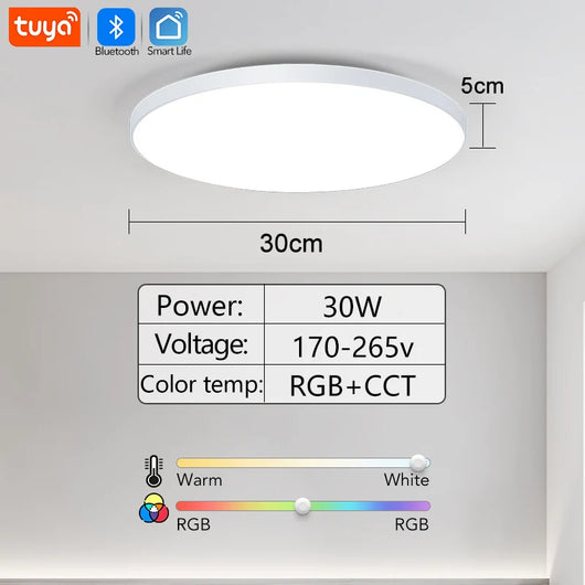 Smart RGB LED Ceiling Light with App & Voice Control (WiFi + Bluetooth)