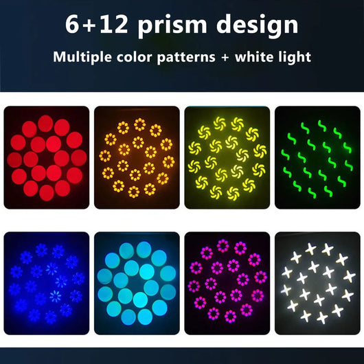 U'King 150W Beam Moving Head Light Rotating 18 Prisms 14 Gobos LED Rainbow Effect Zoom Stage Light DMX512 for DJ Disco Wedding