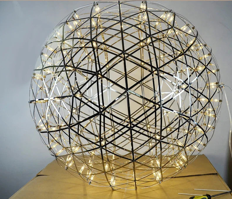 Modern Brief Loft Spark Ball LED Chandelier Fixture Firework Ball Stainless Steel Pendant Lamp for Home Decor Lighting 110-240V