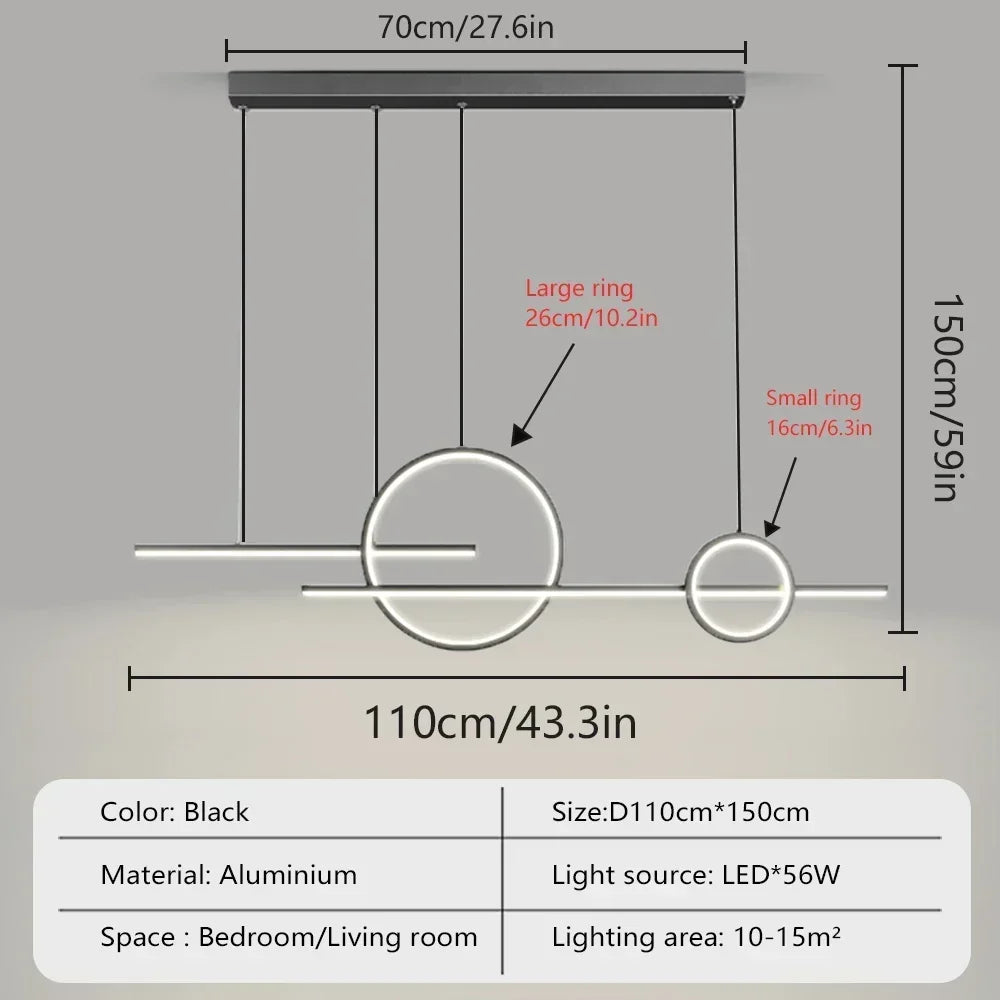 Modern 110cm LED Pendant Light with Multi-Mode Dimming