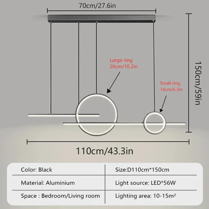 Modern 110cm LED Pendant Light with Multi-Mode Dimming