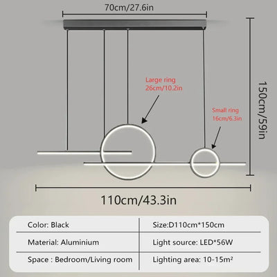 110cm Modern LED Pendant Light – Multi-Mode Dimmable Ceiling Fixture