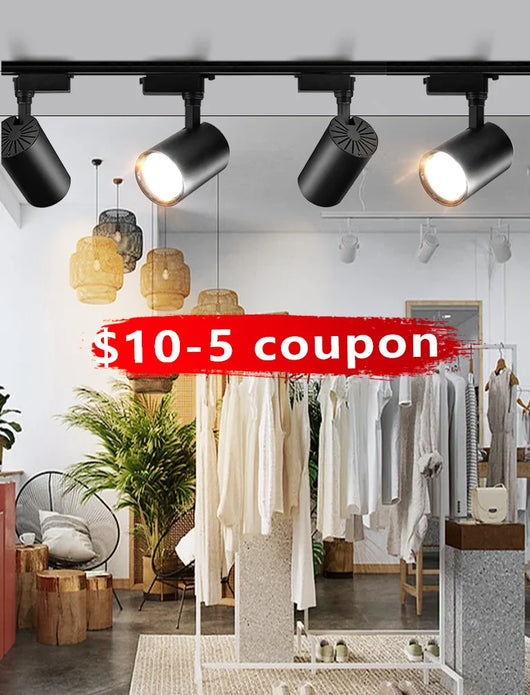 LED COB Track Light Set – Adjustable Spotlight Rail System