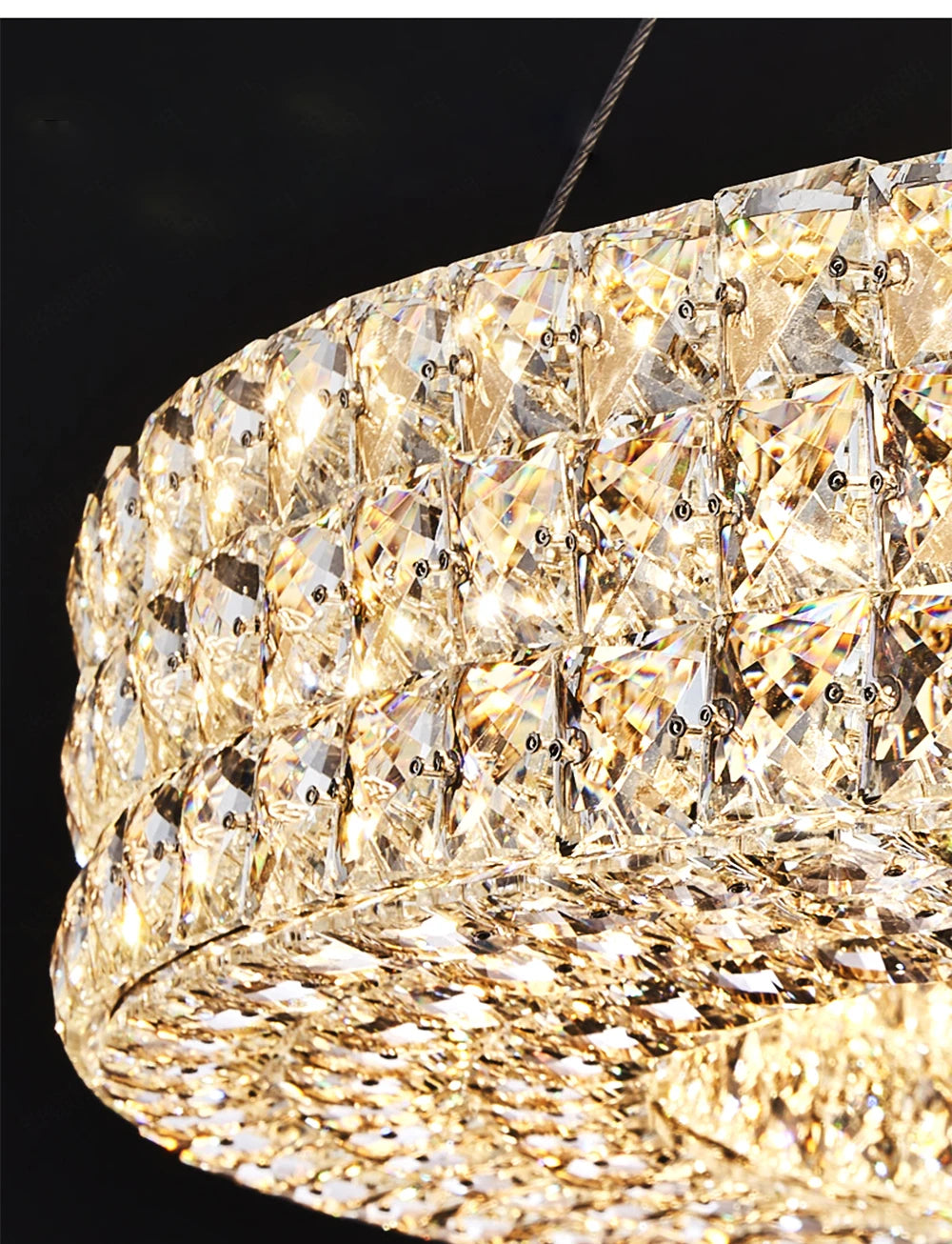 Luxury Round Crystal LED Ceiling Lights with Stainless Steel Design
