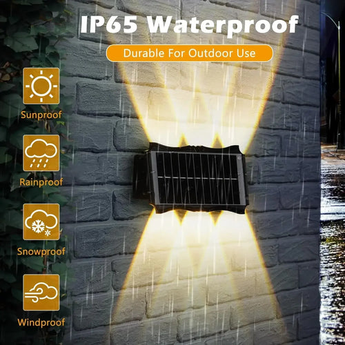 Solar LED Wall Light Outdoor Waterproof – Up & Down Lighting High Brightness Garden Lamp (4/6/8 LED