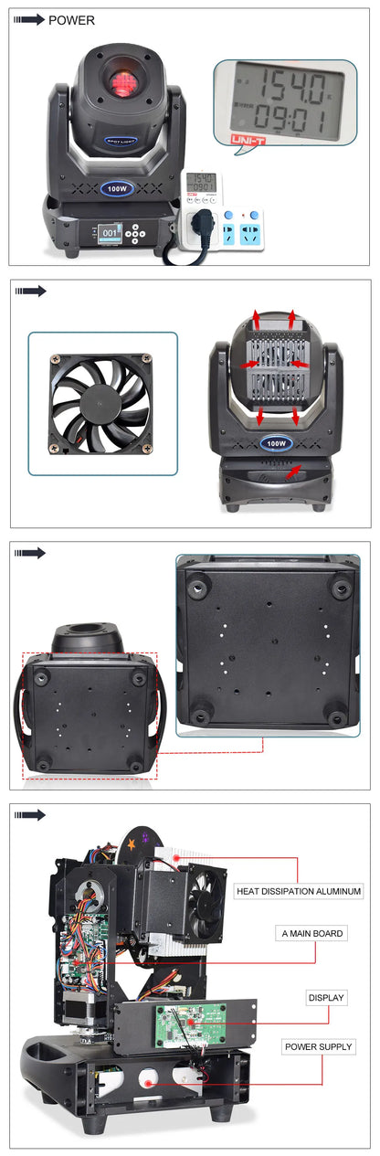 LED Spot 100W Moving Head Light with 8-Face Prism