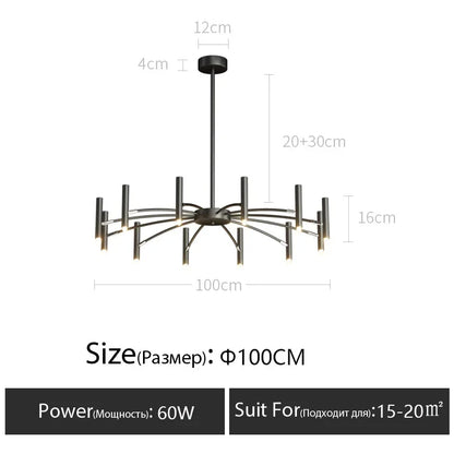 Modern Black Metal Ceiling Spotlight Chandelier