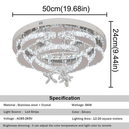 Crystal Modern LED Ceiling Lamp with Adjustable Light Modes and Chrome Finish