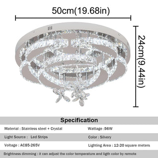 Crystal LED Ceiling Lamp – Chrome Finish with Adjustable Light Modes