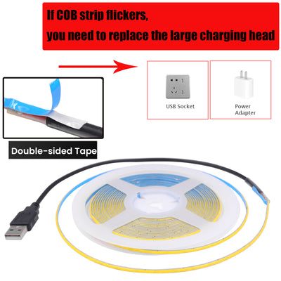 High-Density COB LED Strip Light – 3mm / 5mm, 12V–24V Dimmable