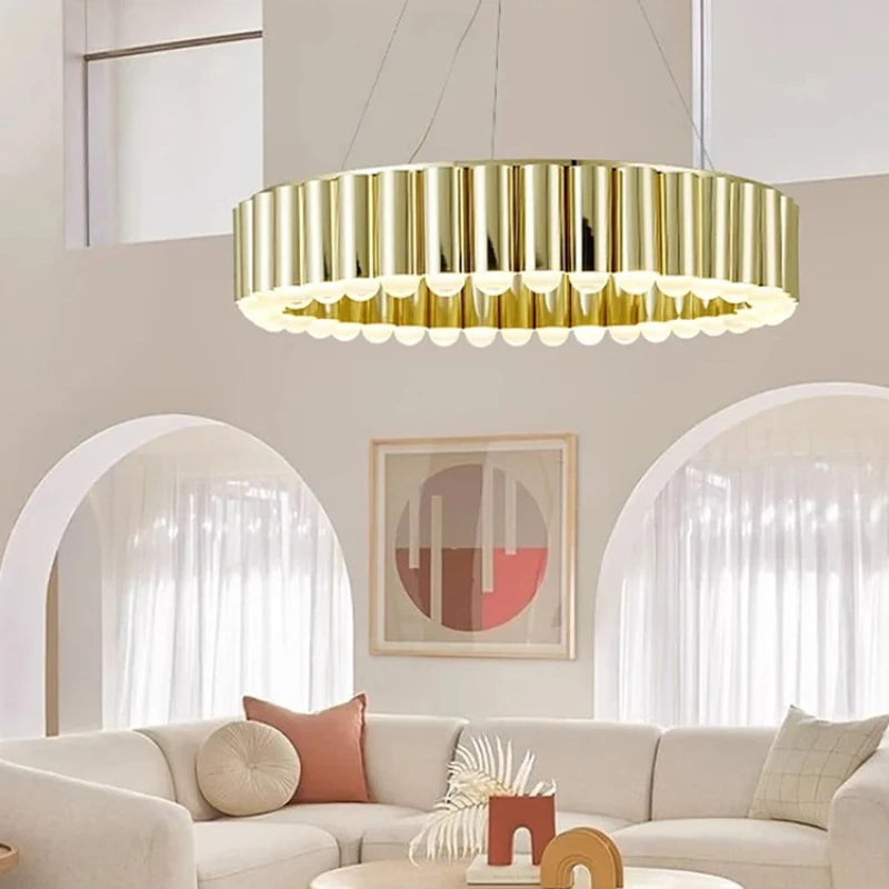 Art Deco Round LED Pendant Light with Minimalist Modern Design