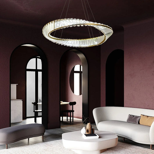 Ring Led Hanging Light Pendant Lamp Luxury Gold Copper New Chandelier Lustre Ceiling Lamp Living Dining Room Home Decor Fixture| Upload