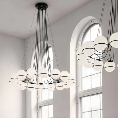 Simple White Glass Ball Chandelier