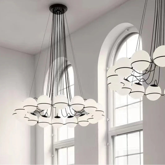 Simple White Glass Ball Chandelier