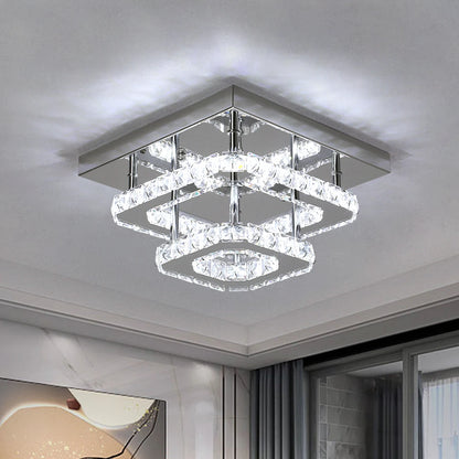 Crystal Flush Mount LED Ceiling Light – Modern Round Chandelier Fixture