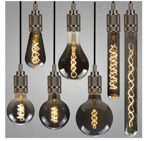 LED E27 ST64 G80 G95 G125 4W Dimmable 220V Smoky Gray Warm Spiral Filament Bulb Retro Vintage Decorative Lighting Edison Lamp