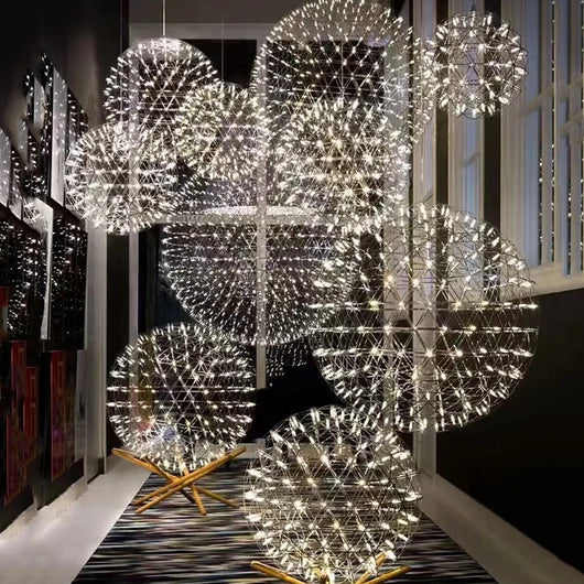 Firework Ball LED Chandelier – Modern Stainless Steel Pendant Light