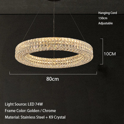 Luxury Round Crystal LED Ceiling Lights with Stainless Steel Design