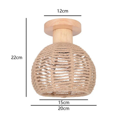Modern Japanese Style Wood & Iron Ceiling Light – Vintage Cage Design