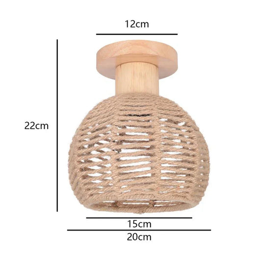 Modern Japanese Style Wood & Iron Ceiling Light – Vintage Cage Design