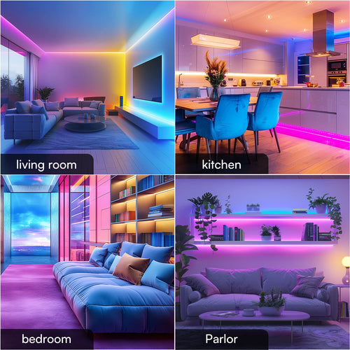 RGB Color Changing Led Strip Lighting with 24-Key Remote and  APP Control