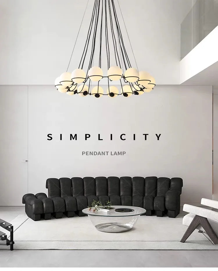 Modern Glass Ball Chandelier with Hand-Blown Spheres and LED Illumination