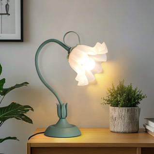 Vintage Floral Bedside Lamp – Adjustable LED Table Light (Green)