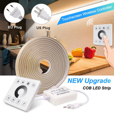 Dimmable COB LED Strip Light with Touch Switch & 23-Key Remote
