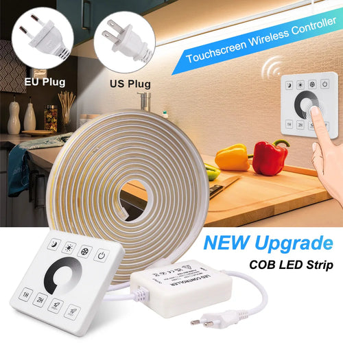 Dimmable COB LED Strip Light with Touch Switch & 23-Key Remote