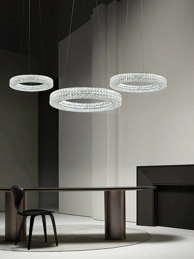 Luxury Round Crystal LED Ceiling Lights with Stainless Steel Design