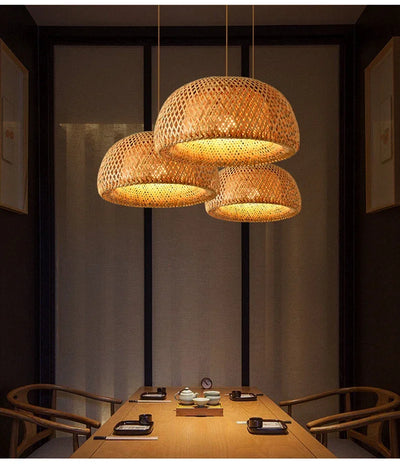 Handcrafted Bamboo Pendant Lamp – Wicker LED Ceiling Light