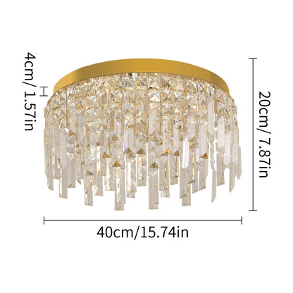 Luxury Gold LED Ceiling Light with Dual-Direction Crystal Shade and Adjustable Color Modes