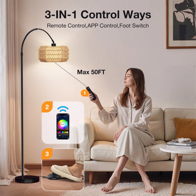 Smart RGB LED Floor Lamp with App Control & Dimmable Lighting