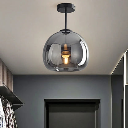 Modern Minimalist Glass Ceiling Light with Premium Grey Finish