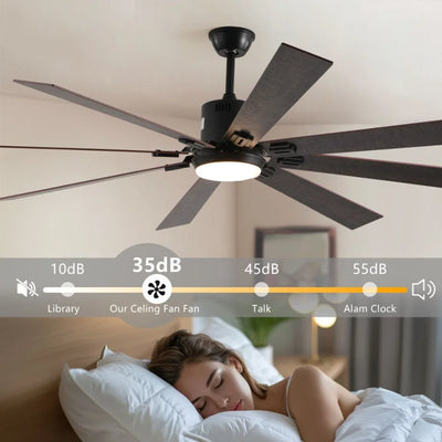 Walnut LED Ceiling Fan Light – Remote Control, Dimmable with Color Temperature