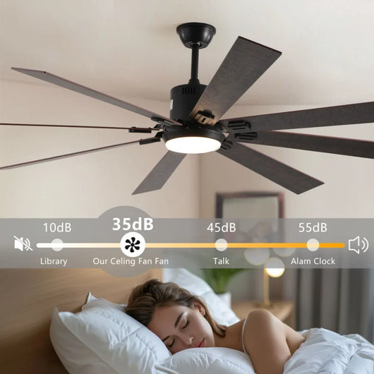 Walnut LED Ceiling Fan Light – Remote Control, Dimmable with Color Temperature