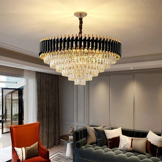 Luxury Modern Crystal Ceiling Chandelier E14 LED Pendant Lamp for Living Room Dining Room Bedroom Gold Black Home Decor Lighting