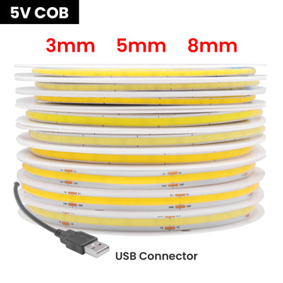 High-Density COB LED Strip Light – 3mm / 5mm, 12V–24V Dimmable