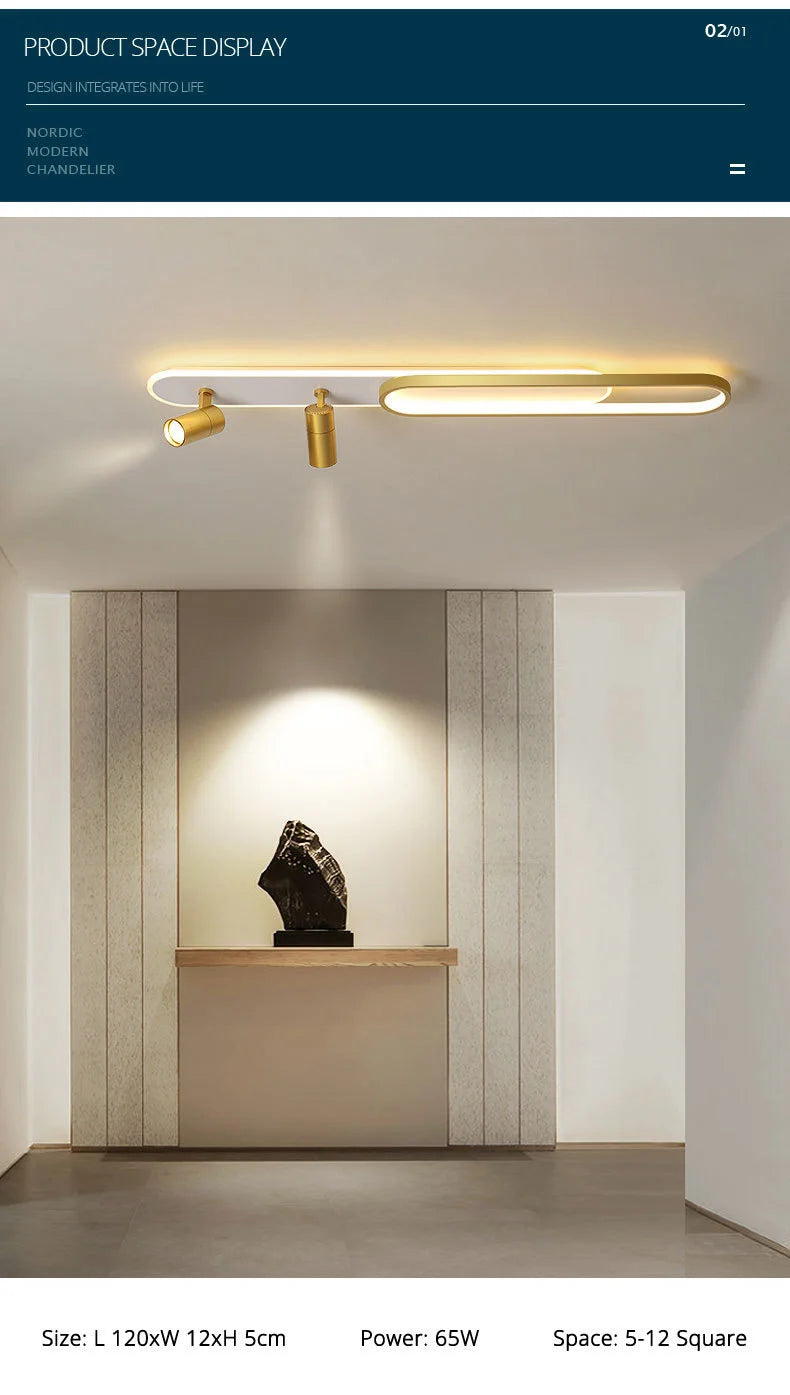 Modern Acrylic LED Chandelier with Adjustable Spotlights and Dimmable Lighting