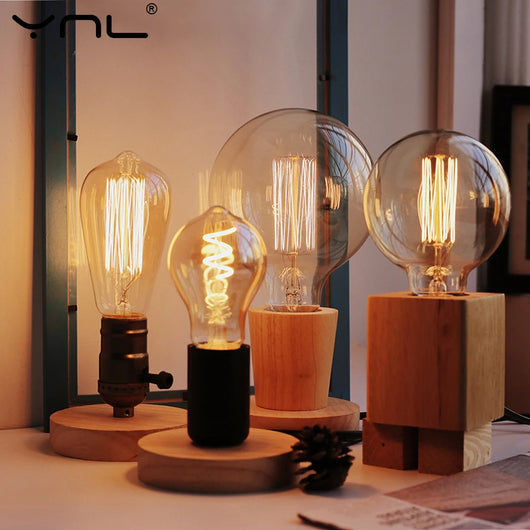 Modern Wood Table Lamp – Retro E27 Decorative Desk Light