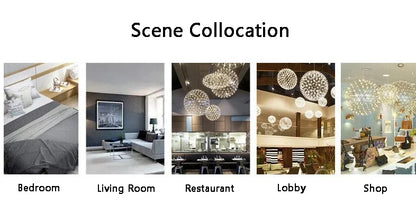 Modern Brief Loft Spark Ball LED Chandelier Fixture Firework Ball Stainless Steel Pendant Lamp for Home Decor Lighting 110-240V