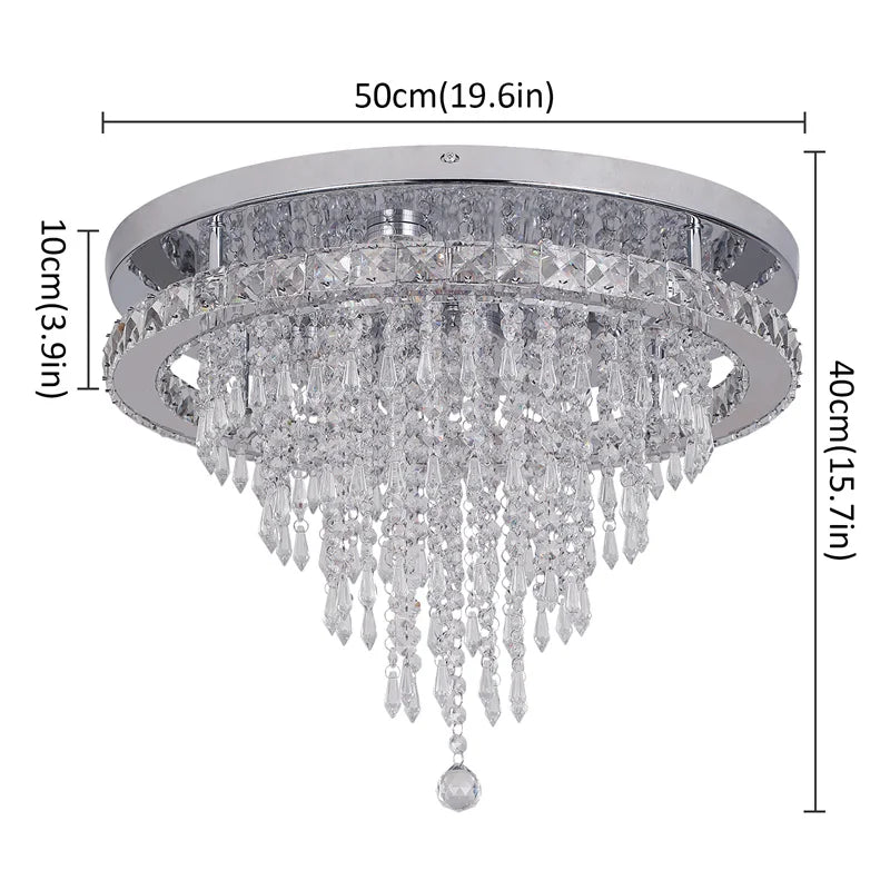 Luxury Crystal LED Ceiling Lamp with Remote Dimming and Dual Color Modes
