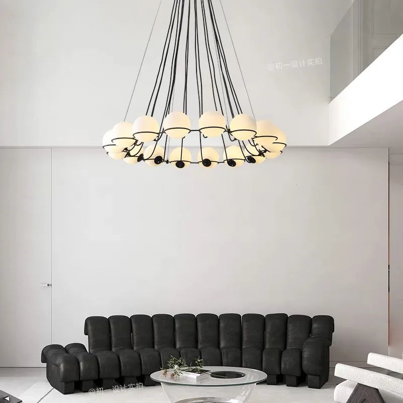 Modern Glass Ball Chandelier with Hand-Blown Spheres and LED Illumination