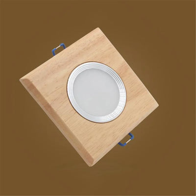 Square Solid Wood LED Downlight – Modern Minimalist Ceiling Light