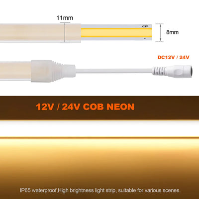 IP68 COB LED Neon Strip – 320 LEDs/m Waterproof Linear Light