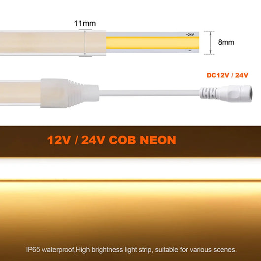 IP68 COB LED Neon Strip – 320 LEDs/m Waterproof Linear Light